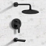 Remer TSF40 Matte Black Tub and Shower Faucet Sets with 8
